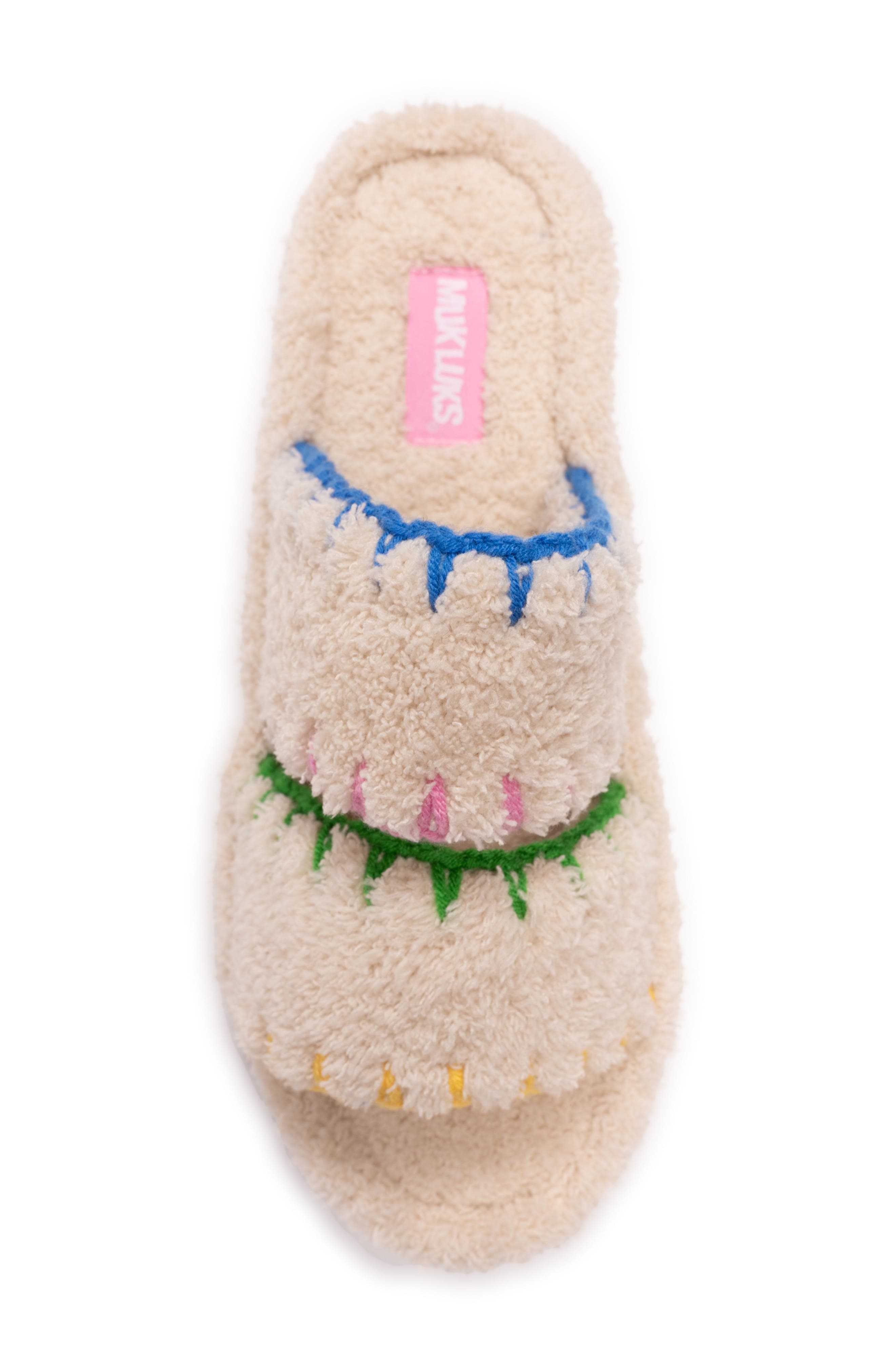 MUK LUKS Cloud Ribbed Terry Double Strap Slide Slipper, Alternate, color, 