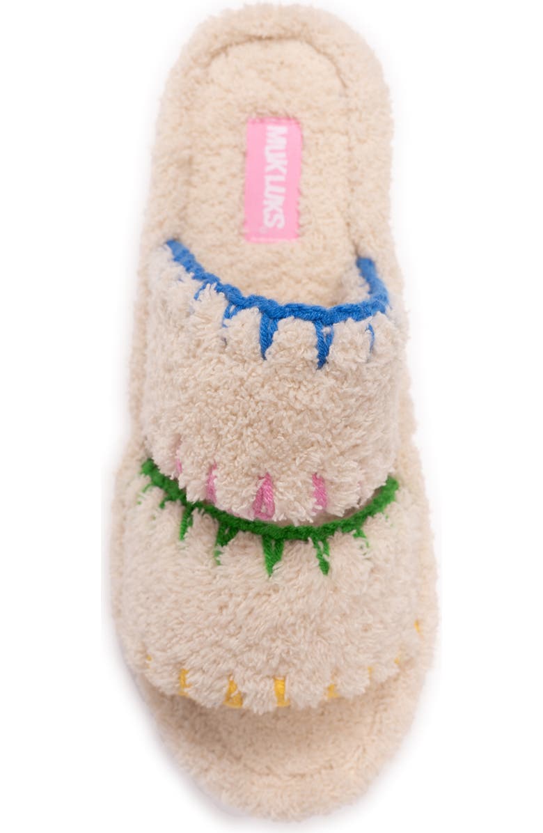 MUK LUKS Cloud Ribbed Terry Double Strap Slide Slipper, Alternate, color,