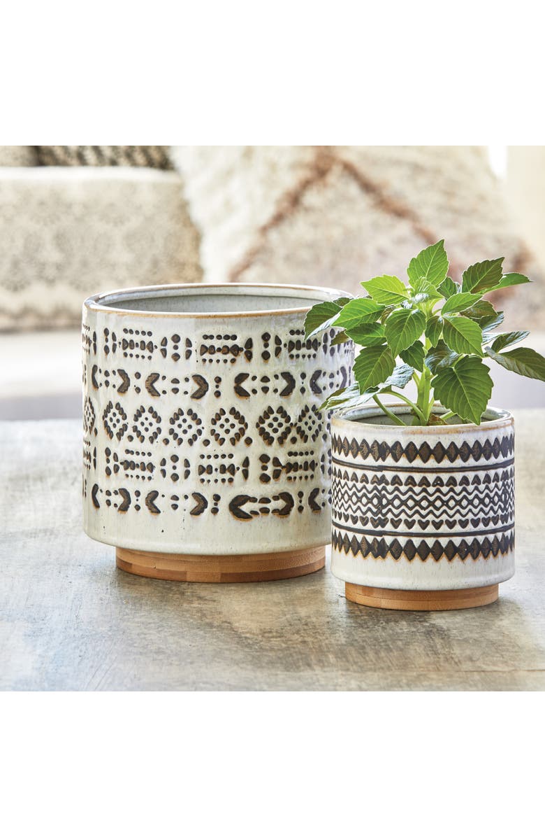 tag Arusha Stoneware Flower Pot with Base Home Decor, Alternate, color, Multicolored