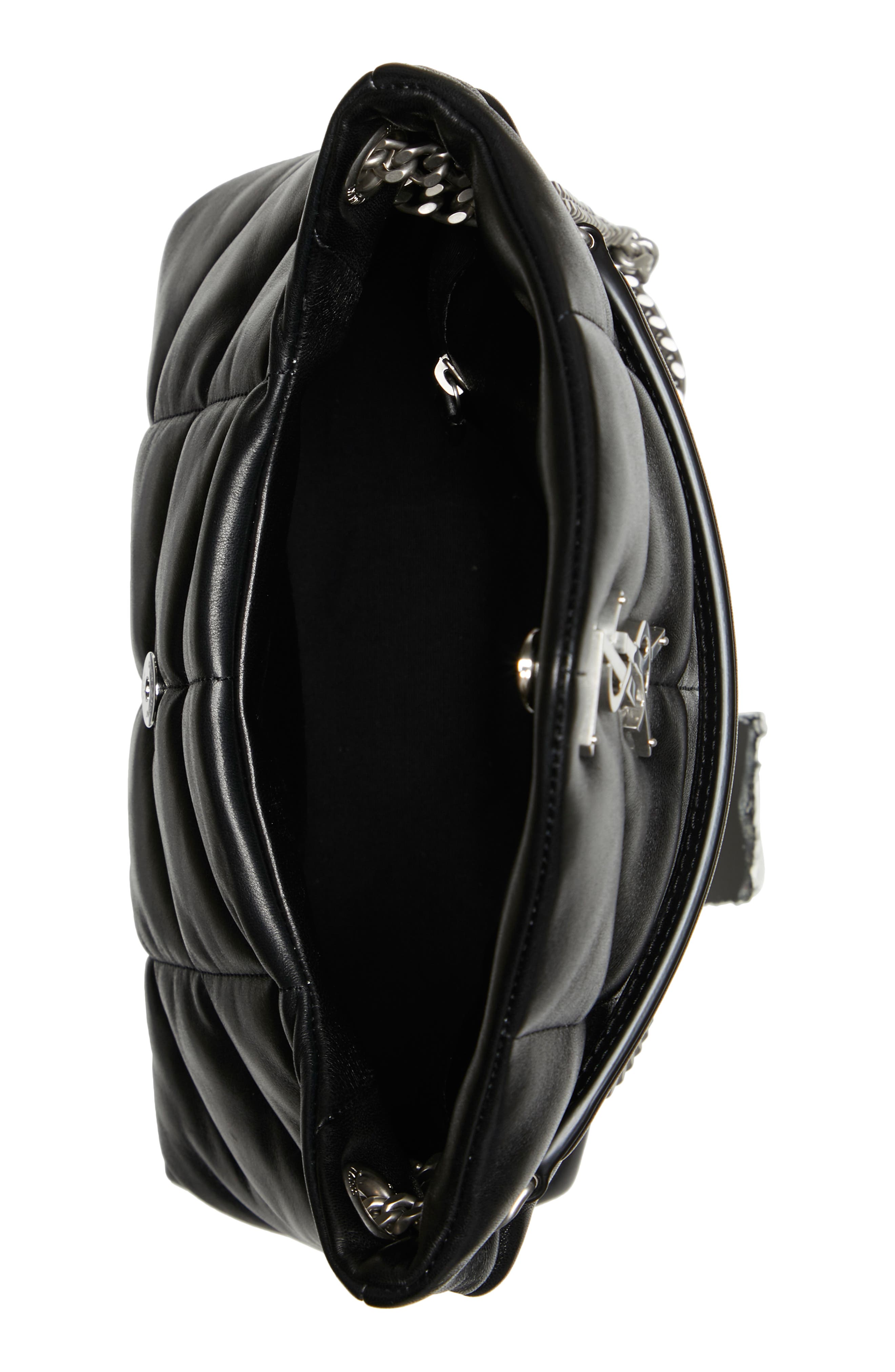 Saint Laurent Small Lou Leather Puffer Bag, Alternate, color, 1000 Nero