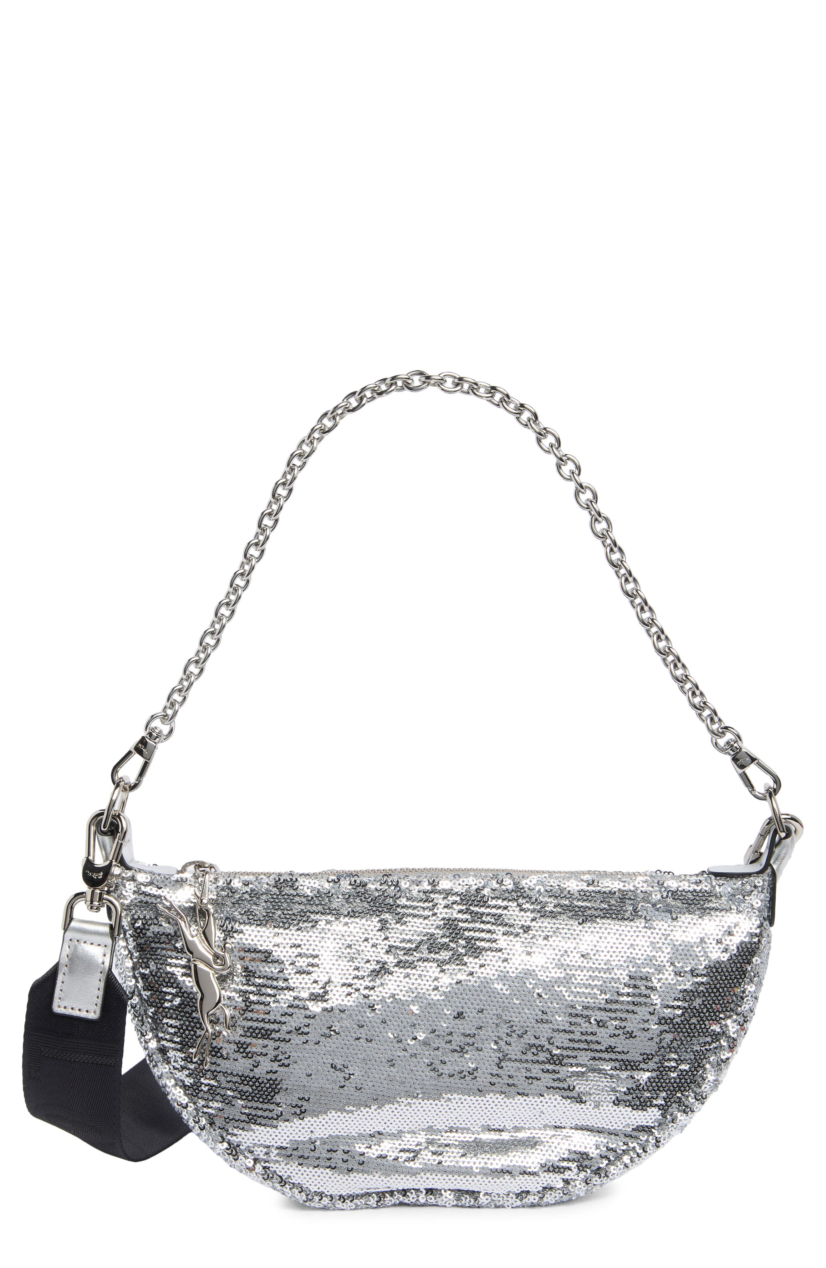Longchamp Smile Glitter Sequin Half Moon Convertible Crossbody Bag