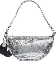 Longchamp Smile Glitter Sequin Half Moon Convertible Crossbody Bag