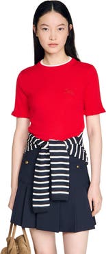SANDRO Contrast collar wool sweater