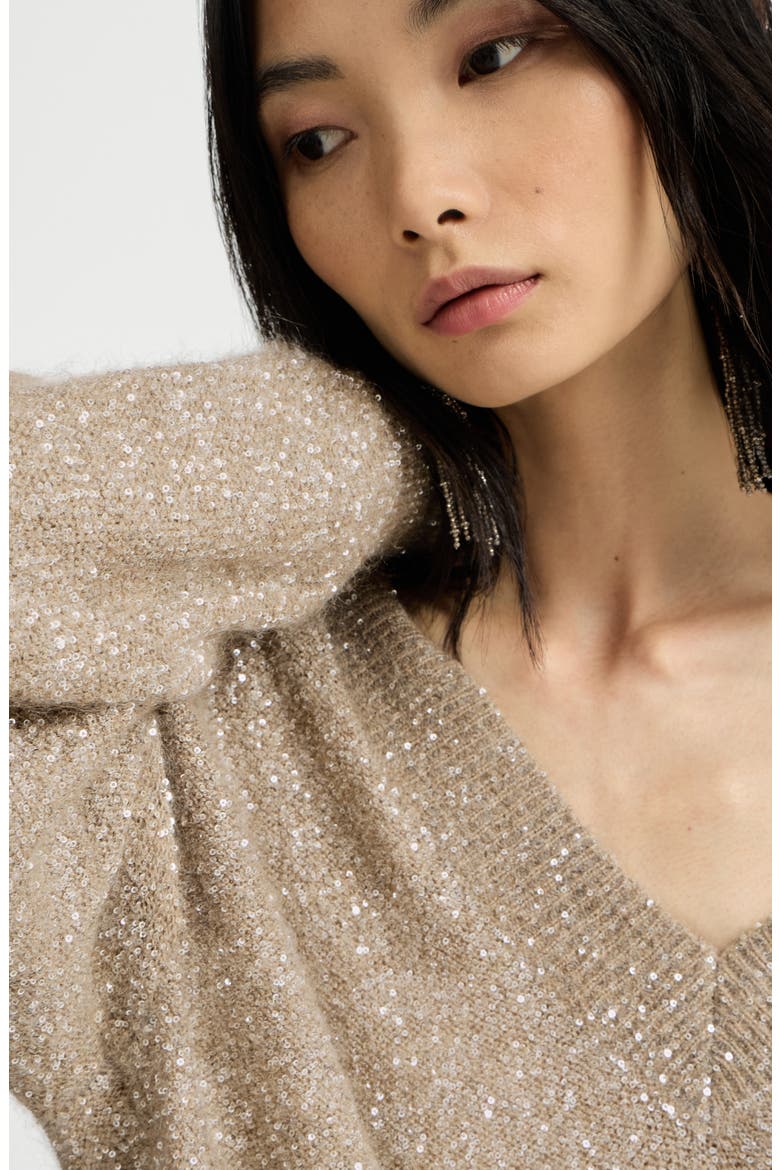 Mohair and wool dazzling texture sweater, Alternate, color, Light Brown