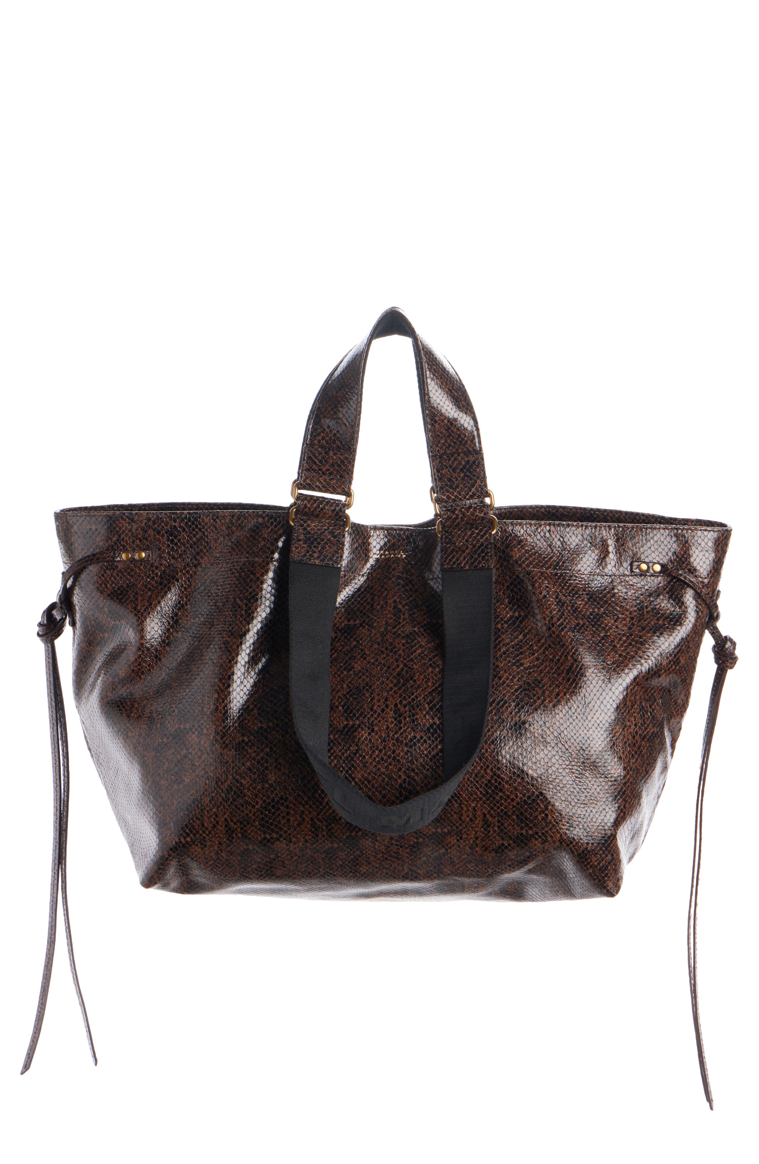 Large Wardy Snakeskin Embossed Leather Tote, Main, color, MOCHA 11MA