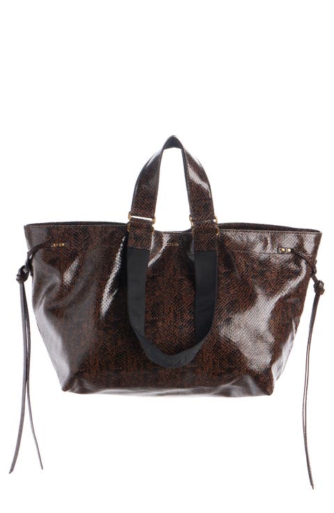 Large Wardy Snakeskin Embossed Leather Tote