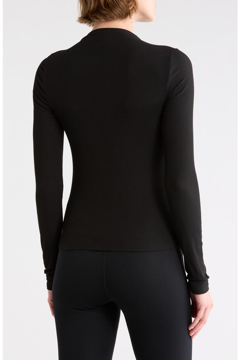 Glow Rib Mock Neck Top, Alternate, color, BLACK