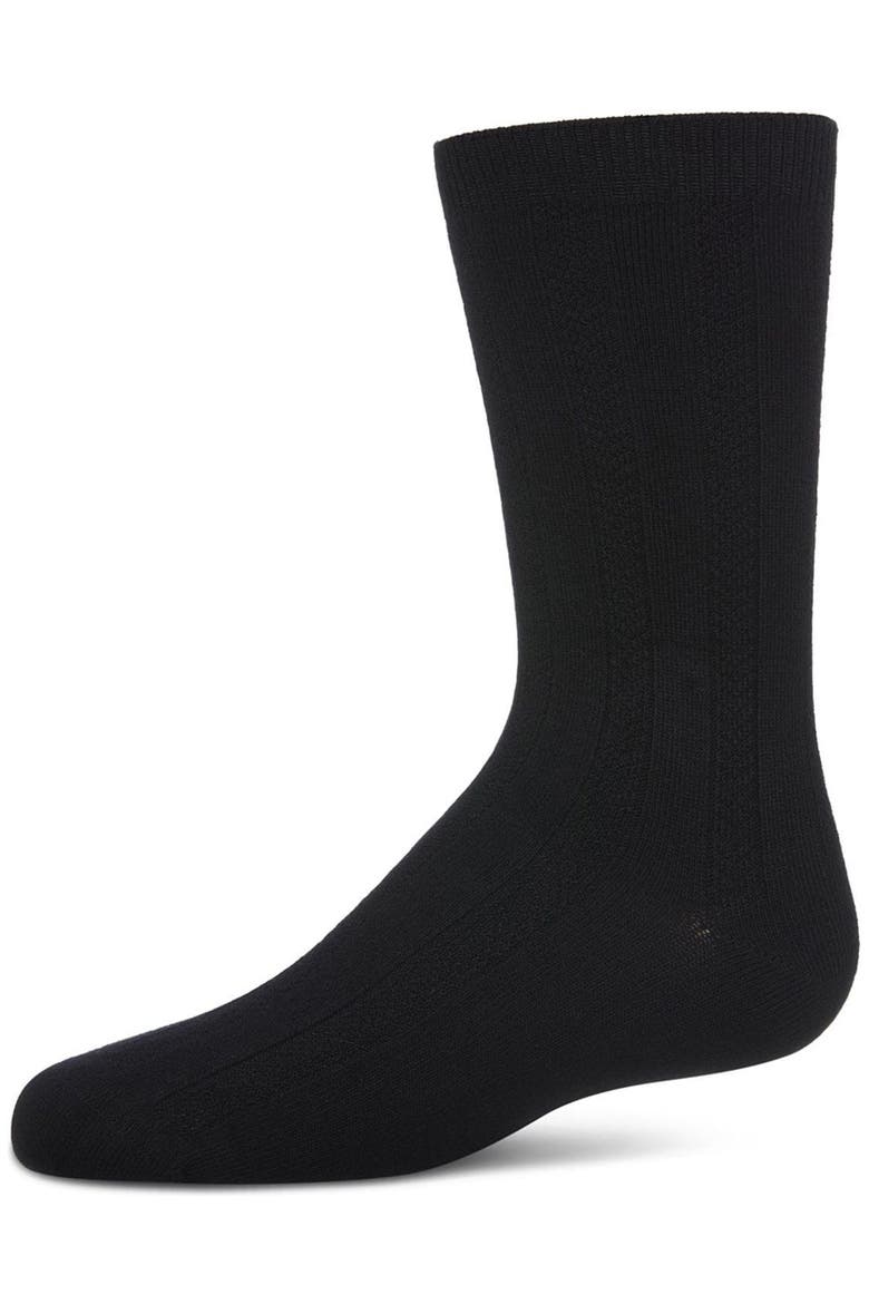 Woven Ribbed Crew Socks, Main, color, Black