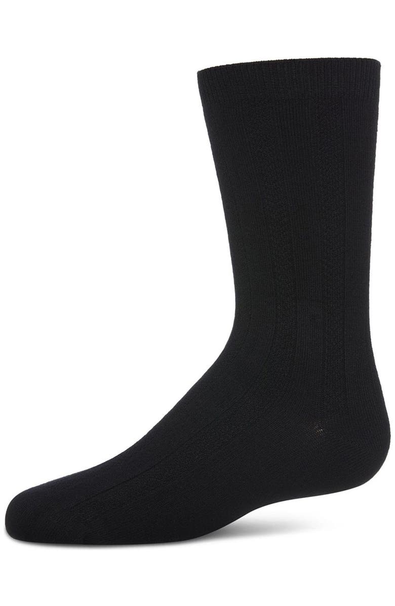 MeMoi Woven Ribbed Crew Socks, Main, color, Black