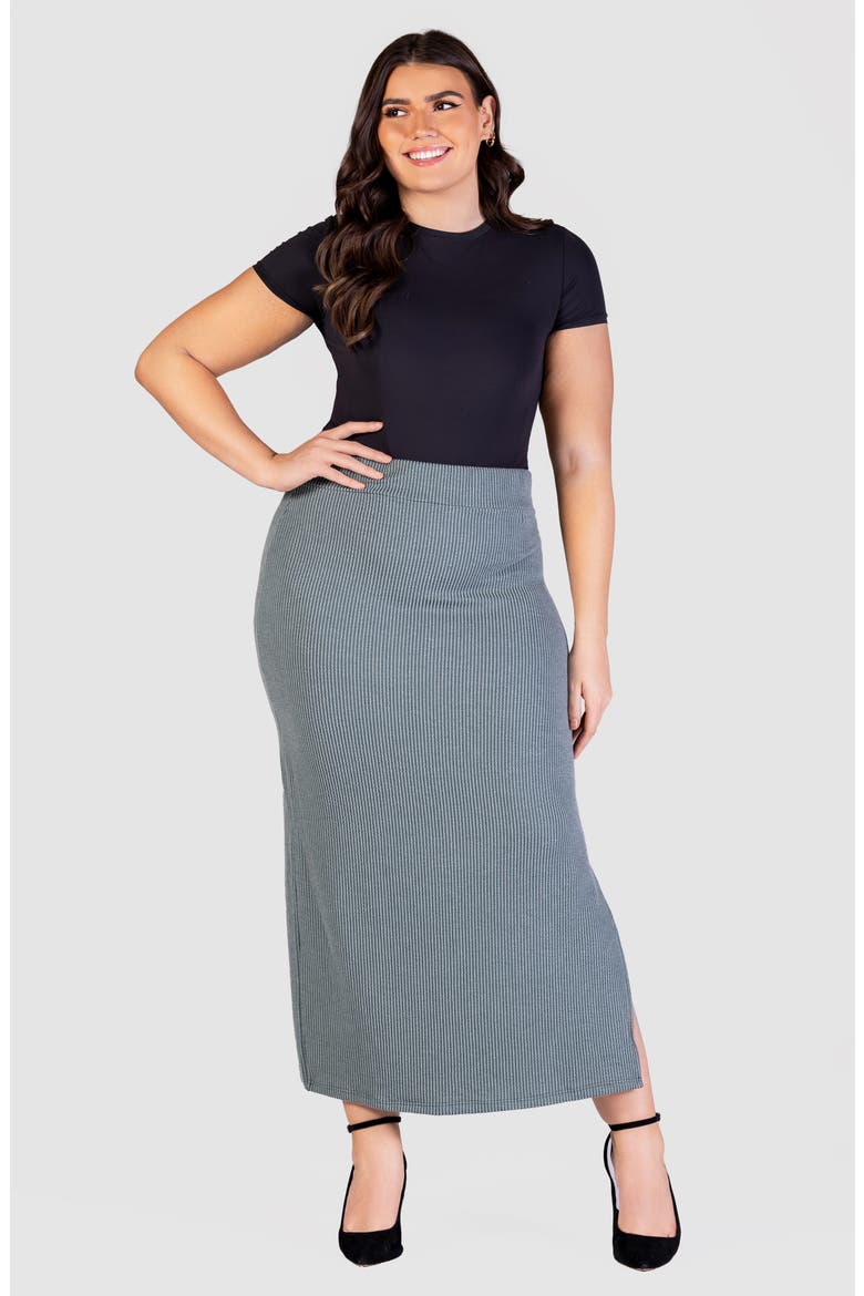 Rib Midi Skirt, Alternate, color, GREEN