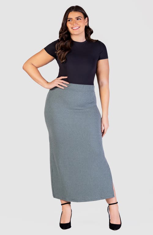 Shop 24seven Comfort Apparel Rib Midi Skirt In Green