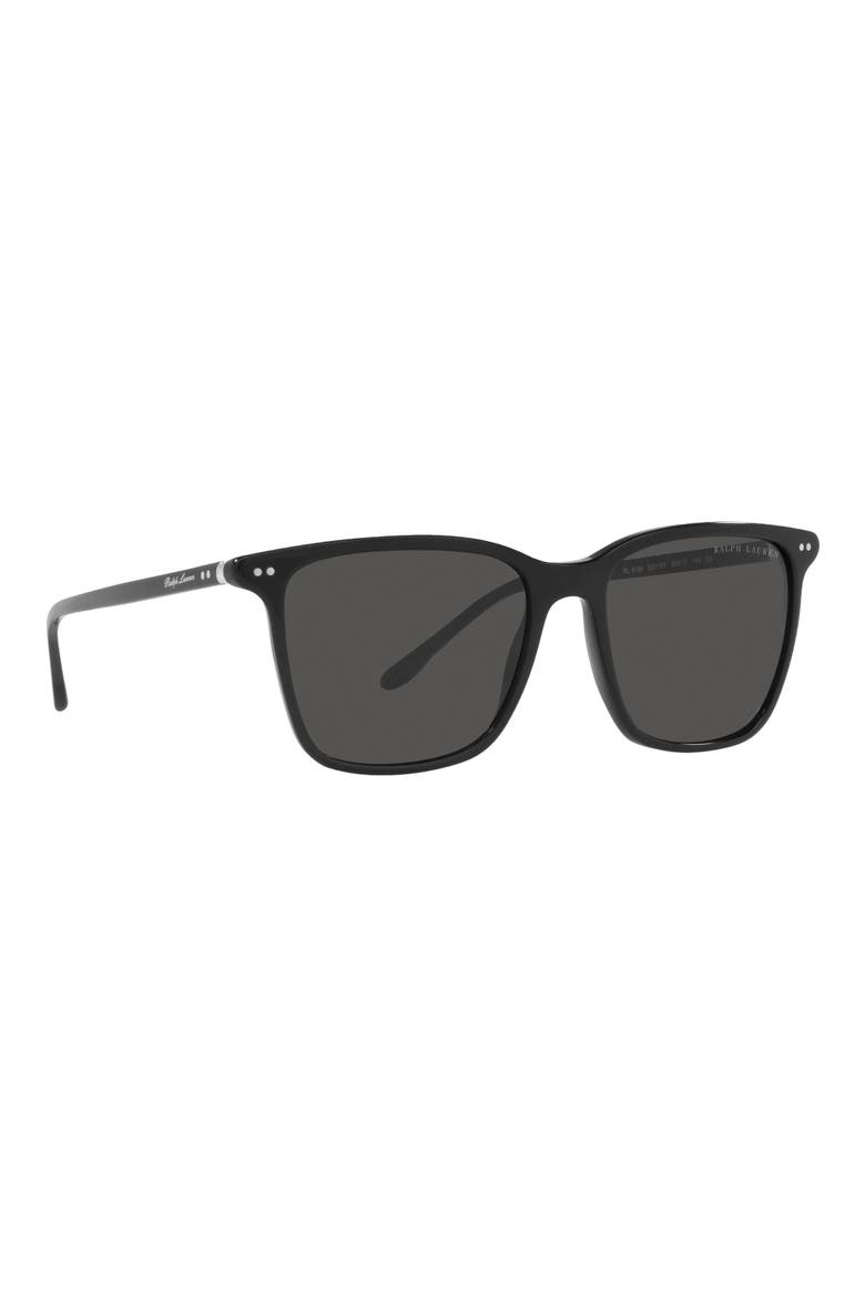 53mm Pillow Sunglasses, Alternate, color, SHINY BLACK / DARK GREY