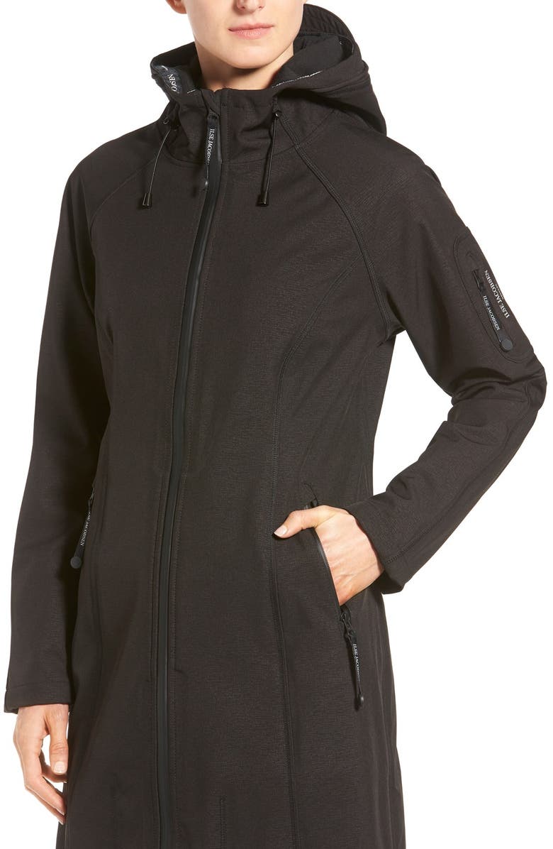 Ilse Jacobsen Long Hooded Raincoat, Alternate, color, Black