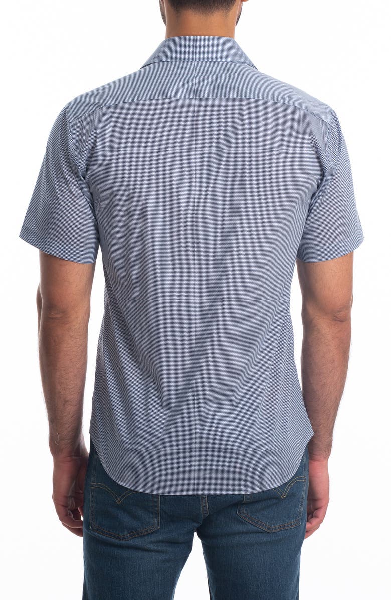 Jared Lang Trim Fit Short Sleeve Cotton Button-Up Shirt, Alternate, color, Navy Print