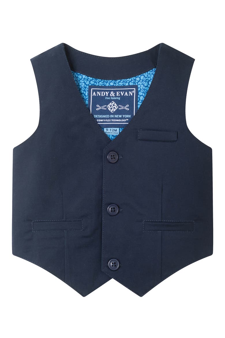 Bowtie, Vest, Button-Up Bodysuit & Pants Set, Alternate, color, BLUE