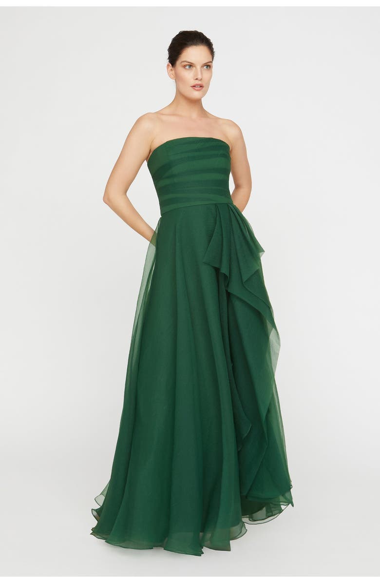Theia Teresa Strapless Draped Gown, Alternate, color, Thorn