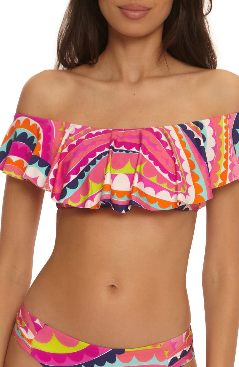 Trina Turk Aphrodite Flowy Bandeau Bikini Top, Main, color, Pink Multi