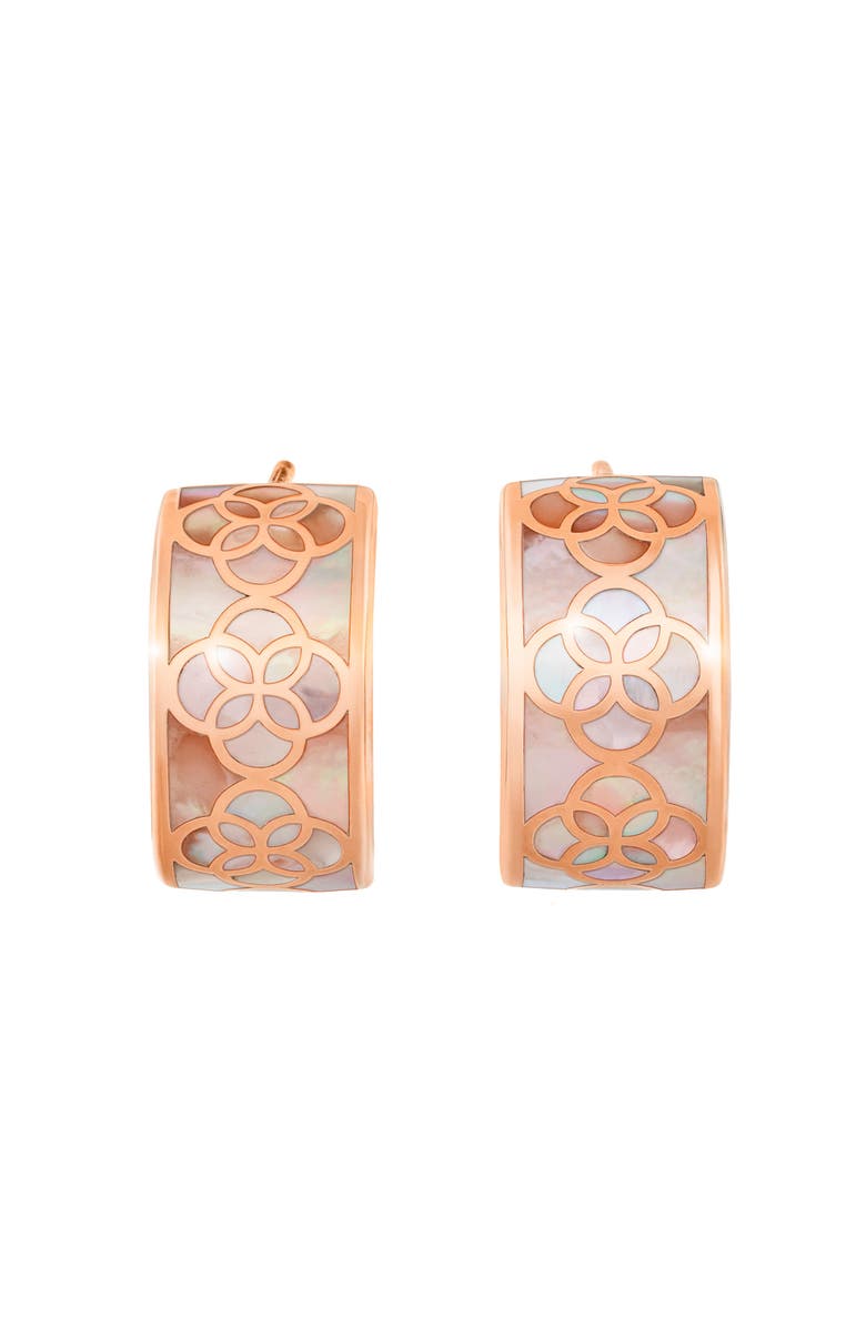 Jan Leslie Petal Gemstone With 18K Rose Gold Overlay Sterling Huggie Earring, Alternate, color, Rose