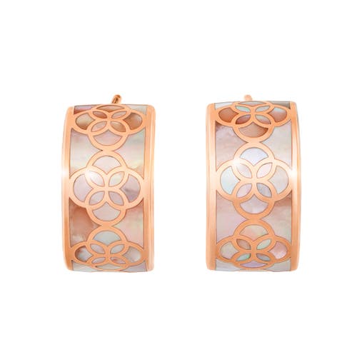 Jan Leslie Petal Gemstone With 18k Rose Gold Overlay Sterling Huggie Earring In Pink