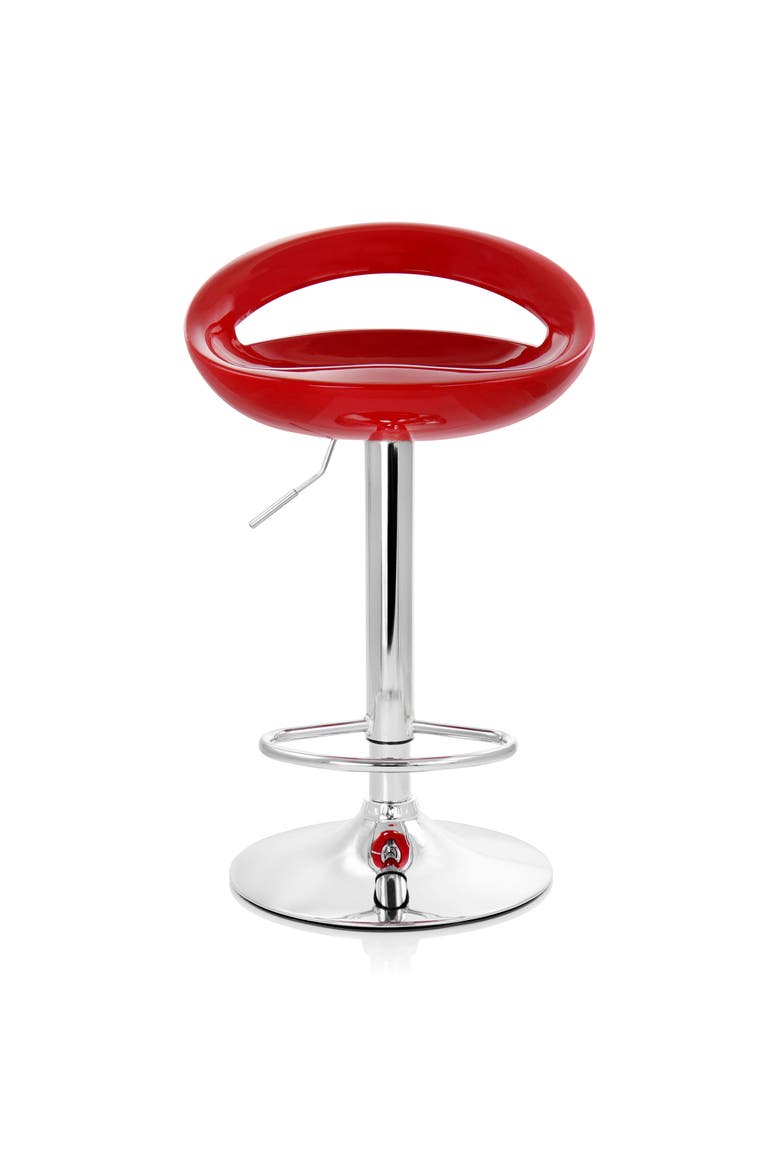 2 Piece Retro Adjustable Bar Stool, Alternate, color, Red