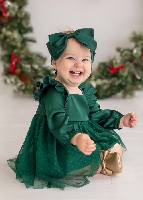 Isobella & Chloe Isobella And Chloe Mistletoe Emerald Tulle Dress For Toddler Girls. In Green