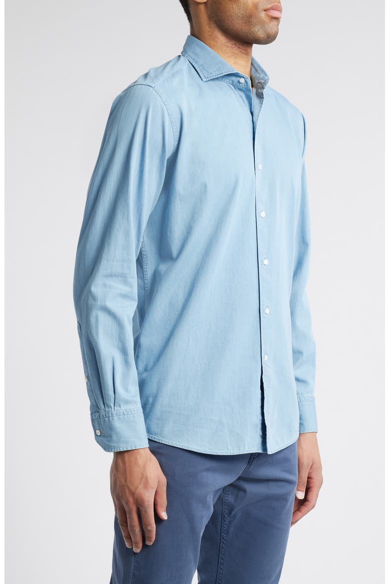 Crown Crafted Elio Cotton Button-Up Shirt, Alternate, color, LIGHT INDIGO