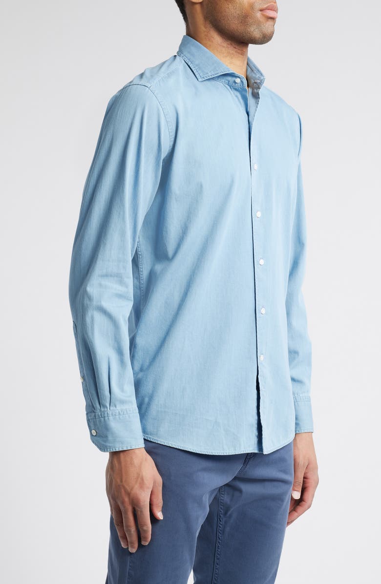 Peter Millar Crown Crafted Elio Cotton Button-Up Shirt, Alternate, color, Light Indigo