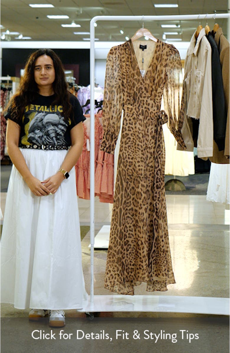 Lucianna Leopard Print Long Sleeve Wrap Dress, sales video thumbnail