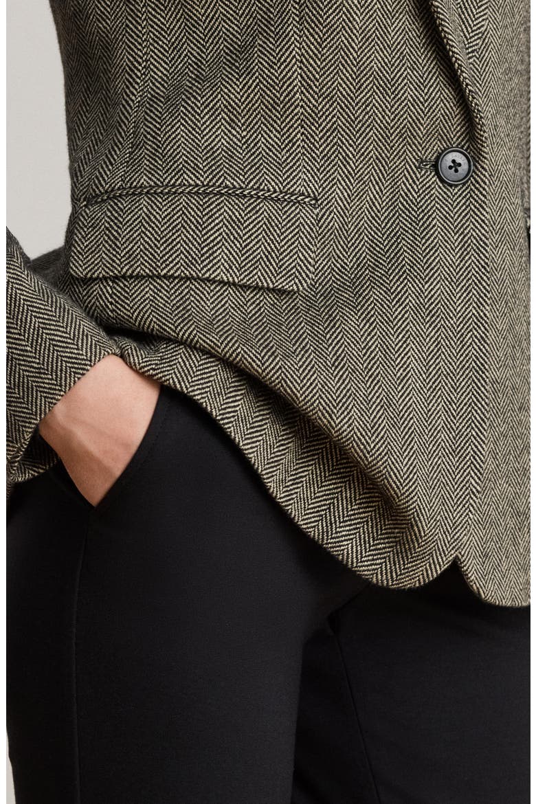 Cotton, Linen & Wool Herringbone Jacket, Alternate, color, BLACK/ CREAM MULTI