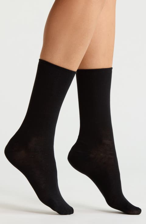 Shell Solid Cotton Blend Crew Socks