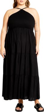 City Chic Tahitian Halter Tiered Maxi Dress