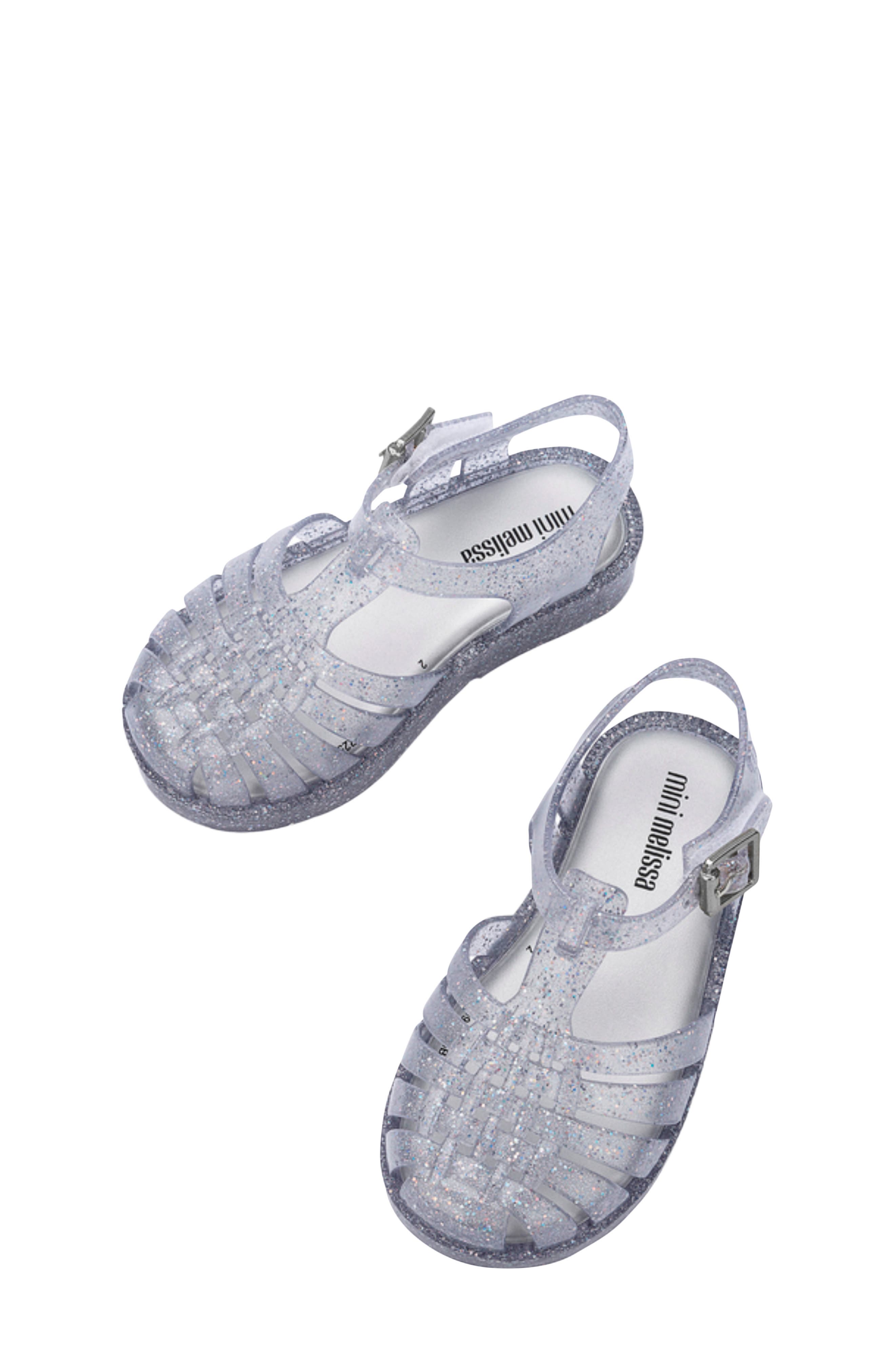 Mini Melissa Kids Mini Posses Sandal, Alternate, color, Pink Silver Glitter