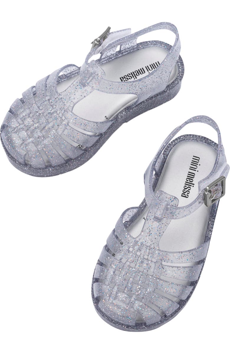 Mini Melissa Kids Mini Posses Sandal, Alternate, color, Pink Silver Glitter