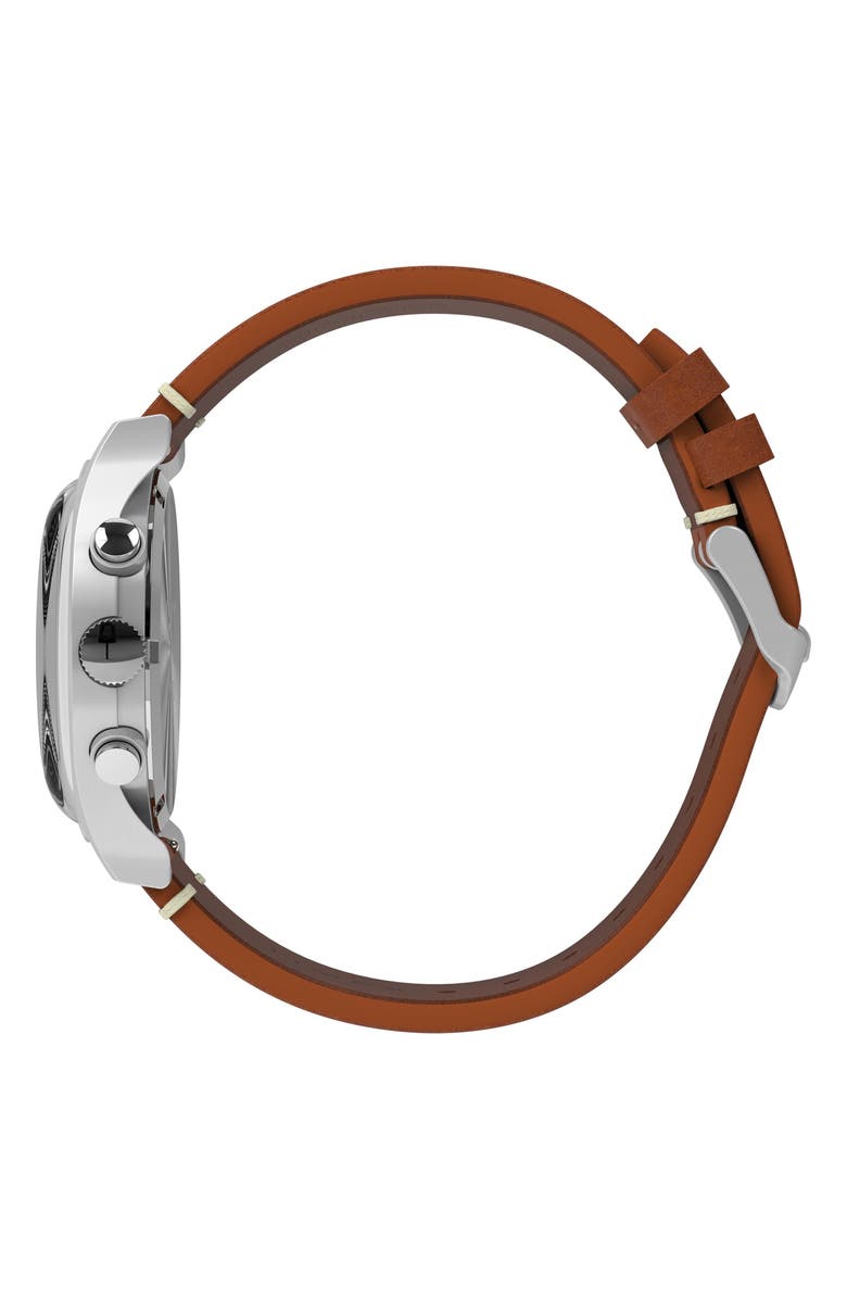 Timex<sup>®</sup> MK1 Chronograph Leather Strap Watch, 40mm, Alternate, color, Silver-Tone