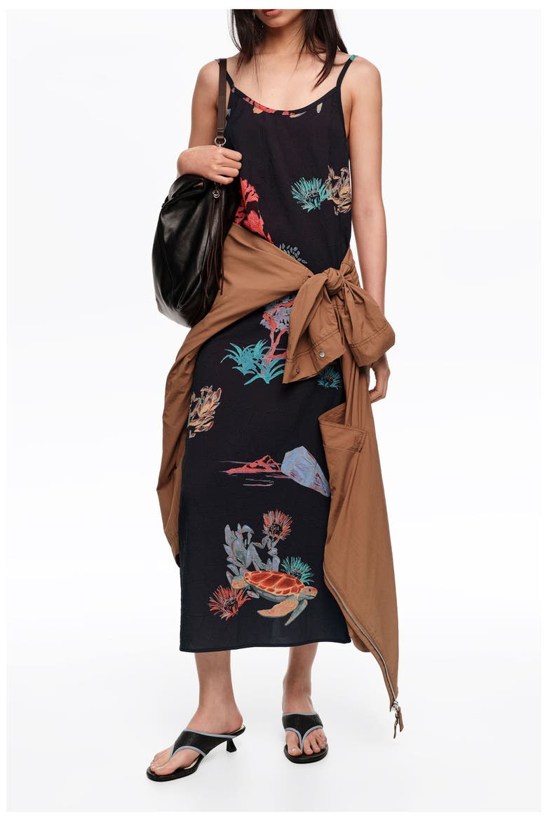 Wrinkled Midi Skirt, Alternate, color, TORTUGA BLACK