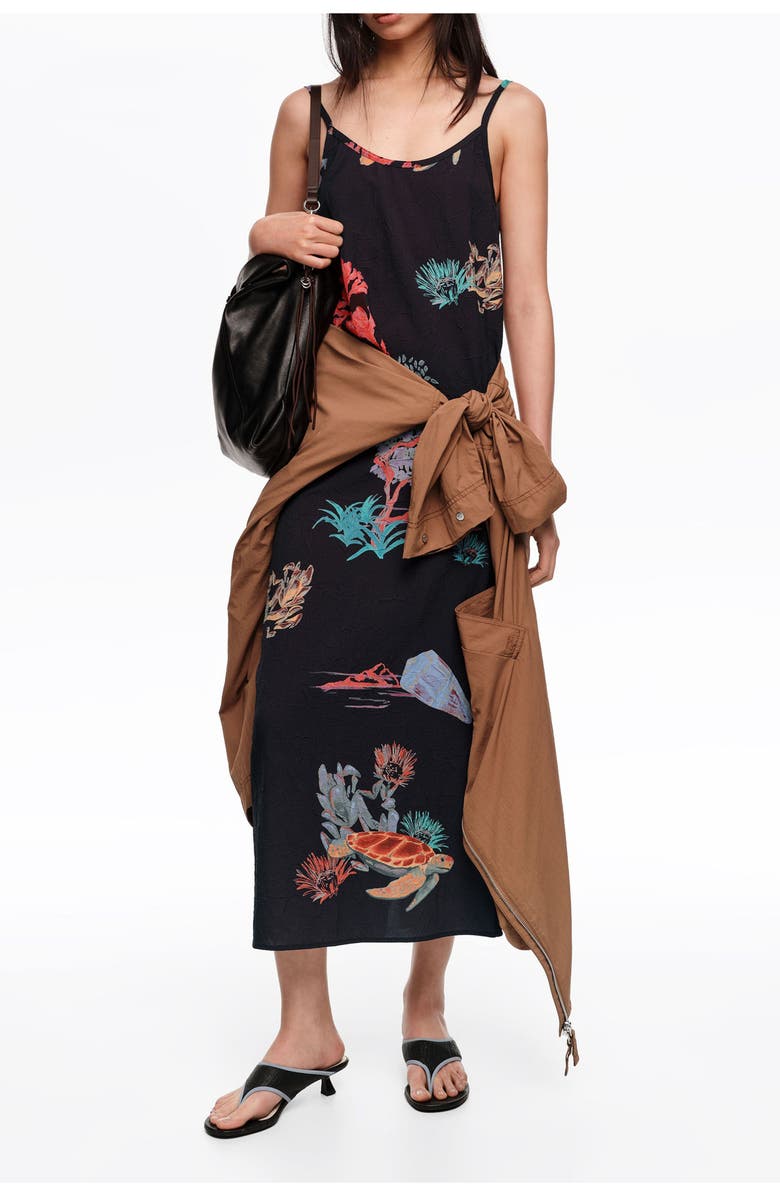 Bimba y Lola Wrinkled Midi Skirt, Alternate, color, Tortuga Black