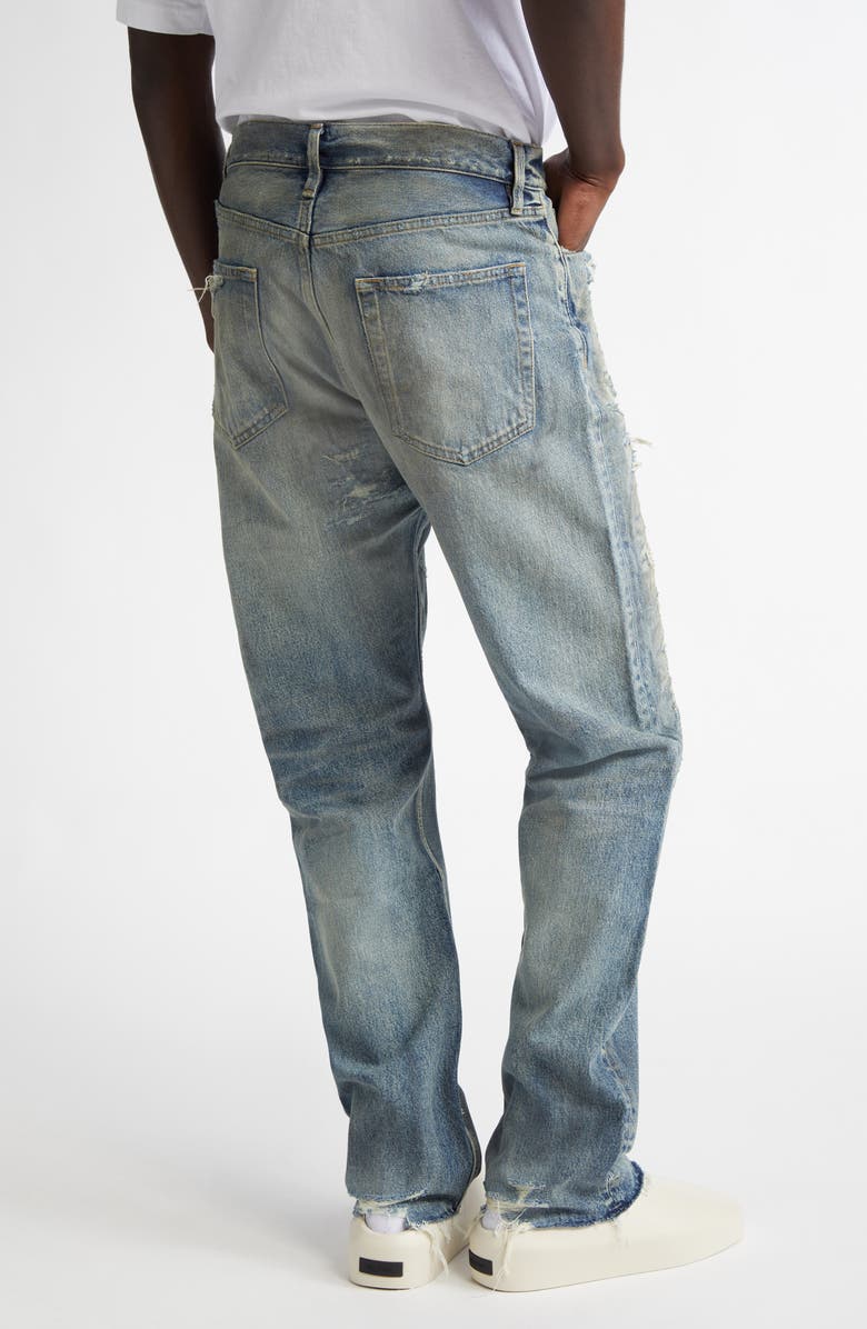 Fear of God Distressed Straight Leg Jeans, Alternate, color, Reparied Vintage Indigo