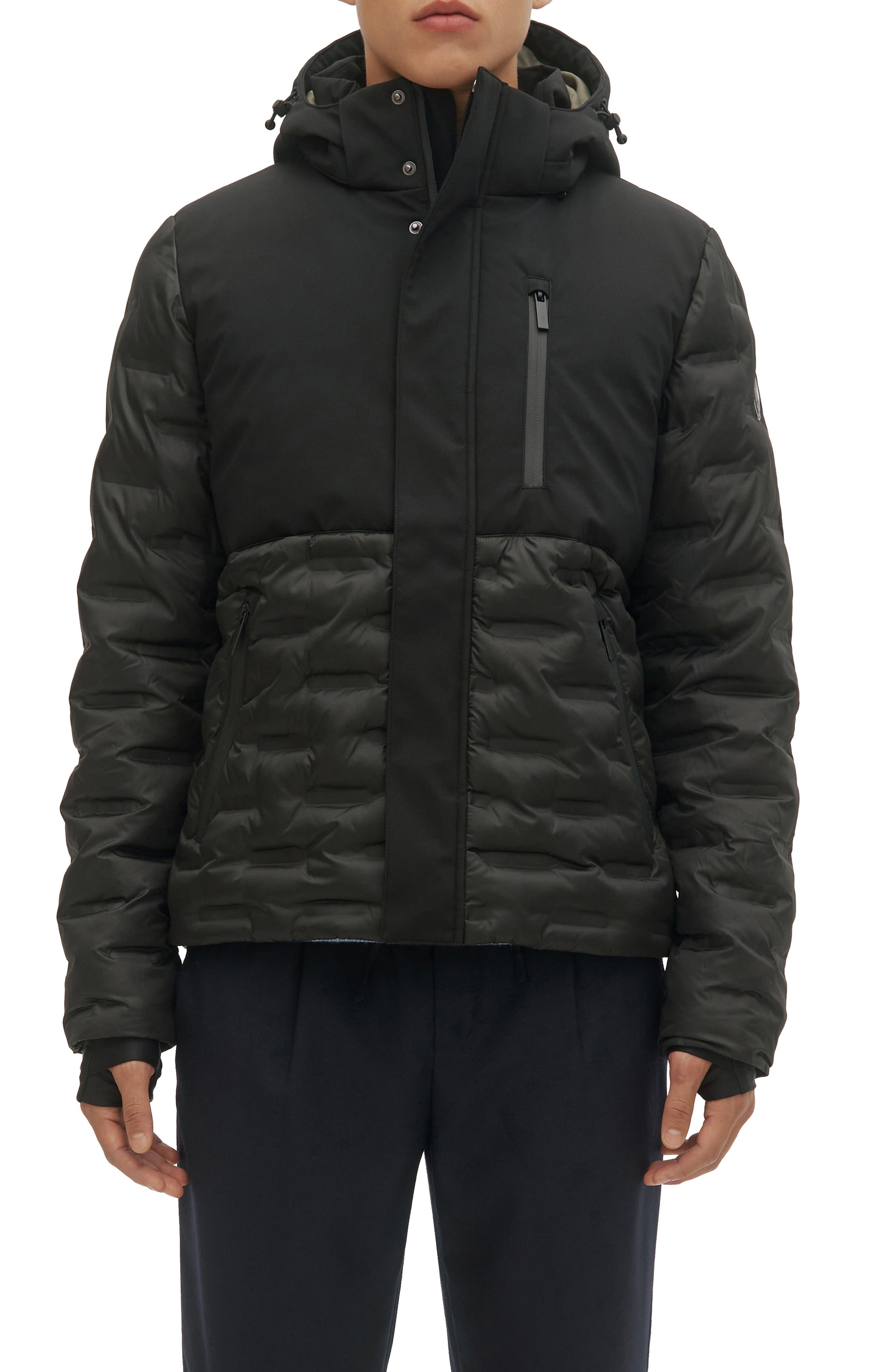 Noize Dawson Mixed Media Hooded Puffer Jacket
