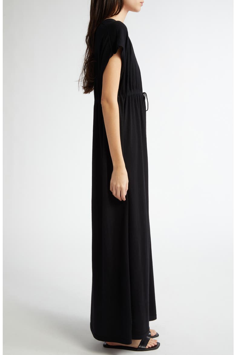 Open Knit Superfine Merino Wool Deep-V Dress, Alternate, color, BLACK