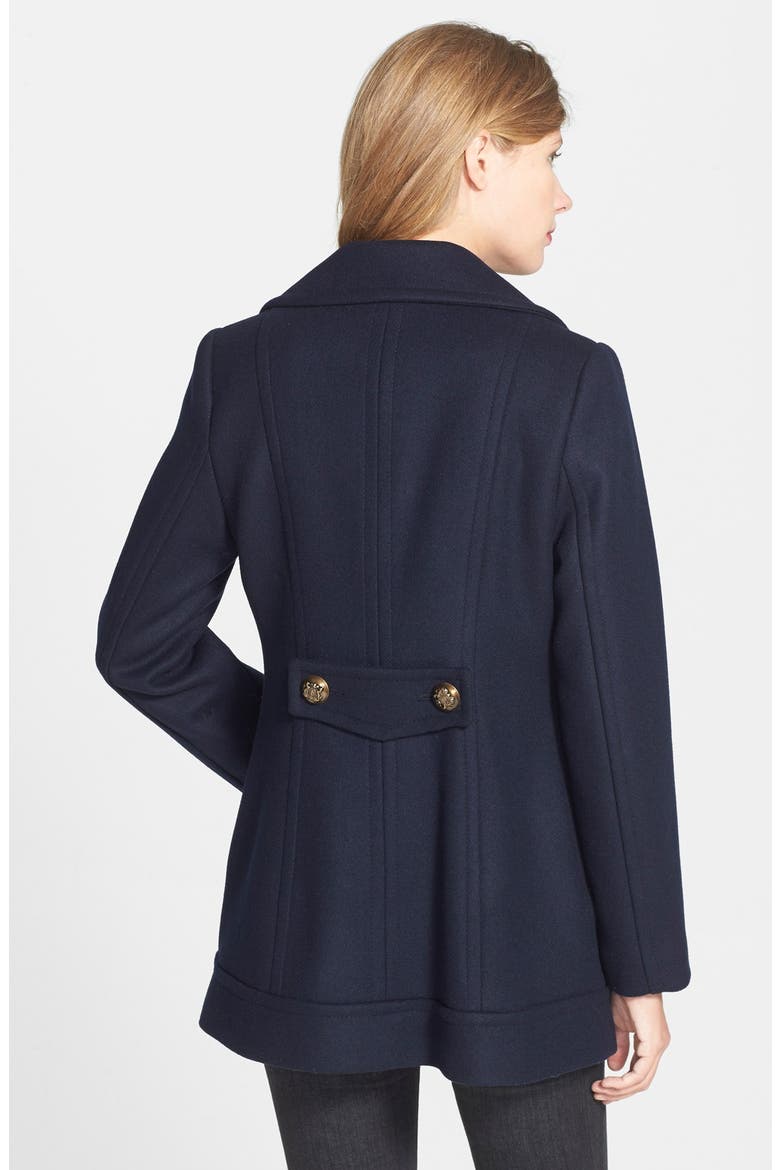Double Breasted Wool Blend Peacoat, Alternate, color, BLACK