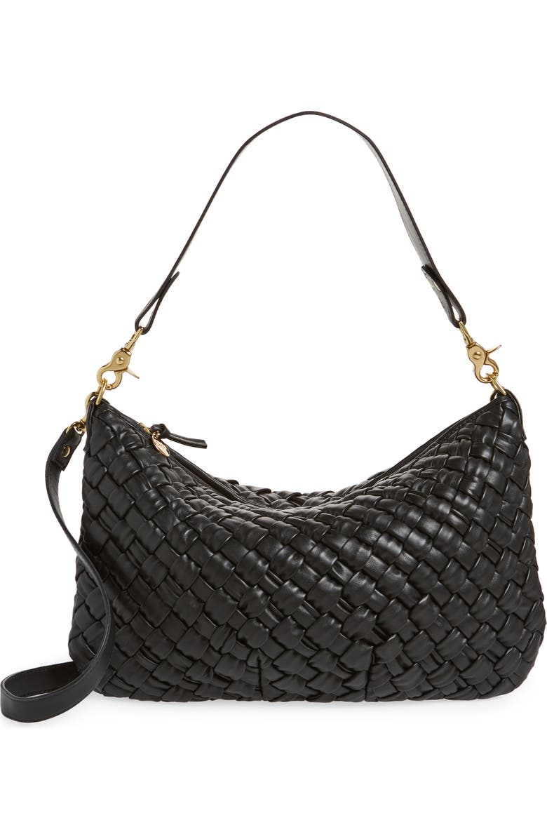 Clare V. Moyen Woven Leather Messenger Shoulder Bag, Main, color,