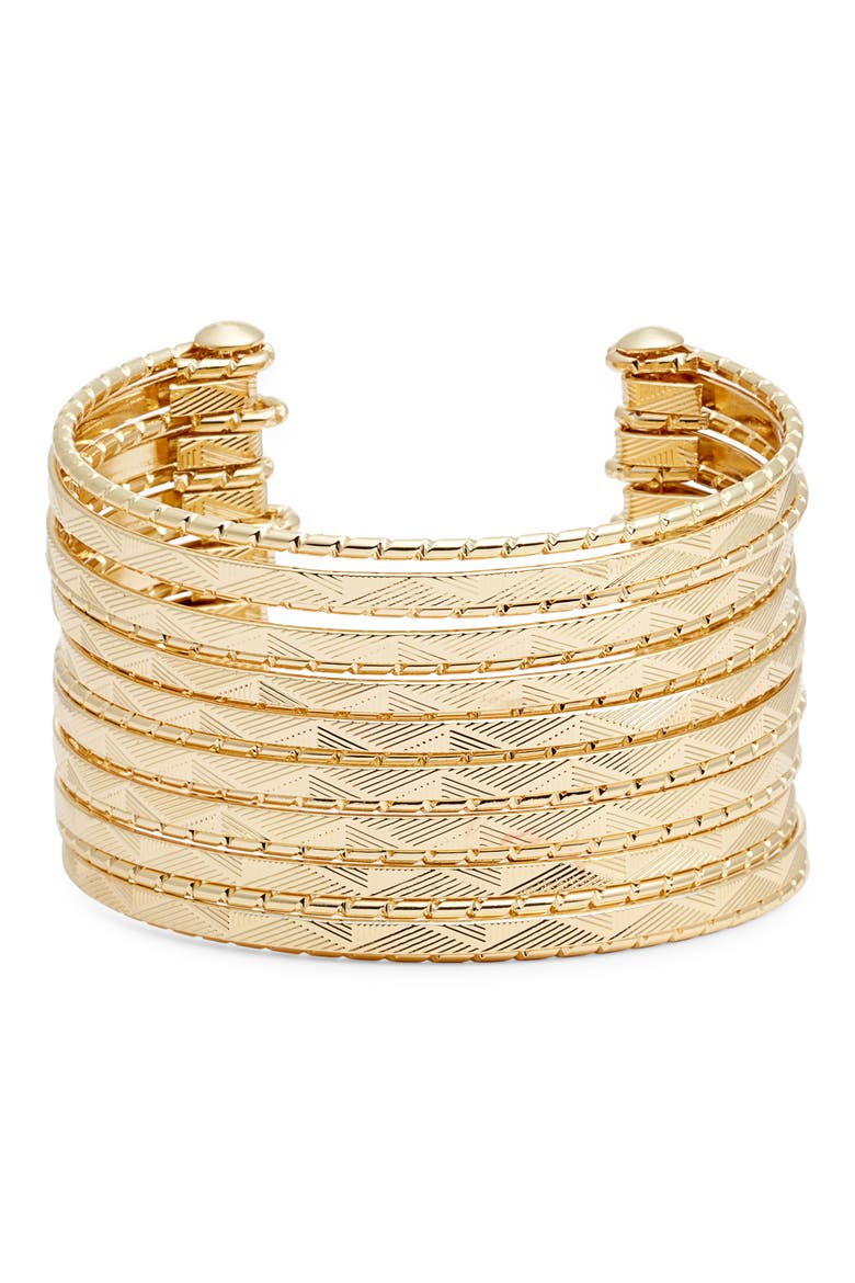 Textured Multiband Cuff Bracelet, Main, color, GOLD