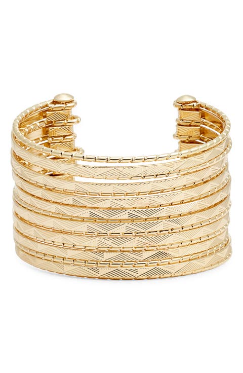 Textured Multiband Cuff Bracelet