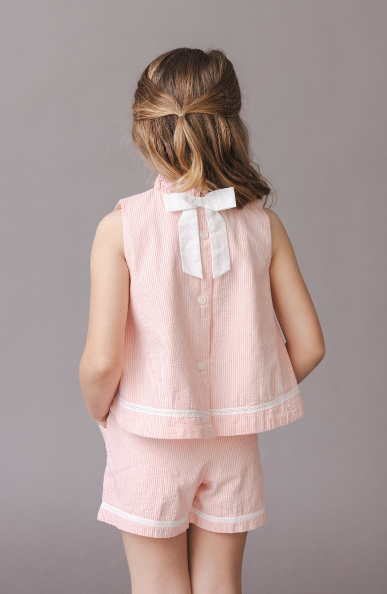 Hope & Henry Kids' Organic Ruffle Neck Seersucker Top, Alternate, color, Tonal Rose Seersucker