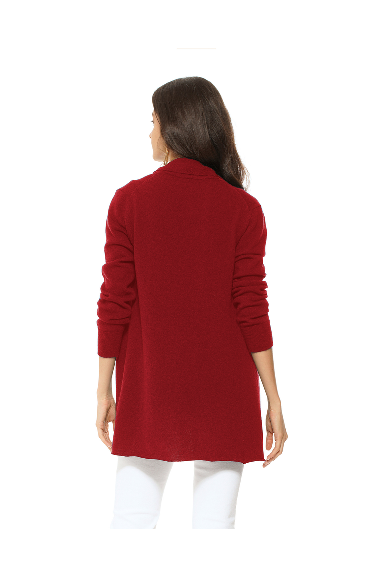 Long Open Front Pure Cashmere Cardigan, Alternate, color, Chianti