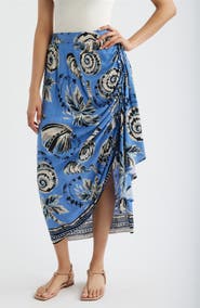 CITY BLUES Faux Wrap Midi Skirt