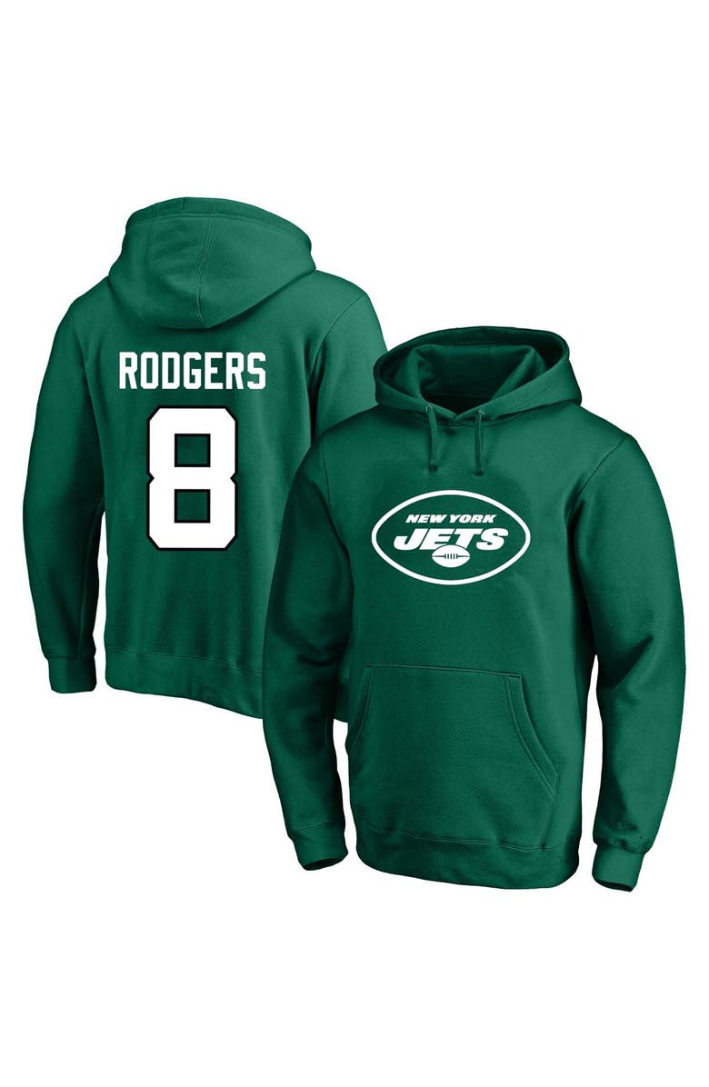 FANATICS Men's Fanatics Branded Aaron Rodgers Green New York Jets Big & Tall Fleece Name & Number Pullover Hoodie, Alternate, color,