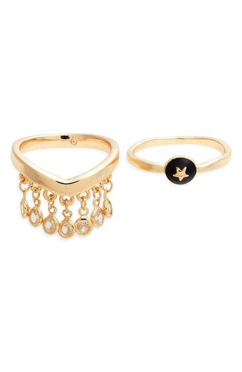 Set of 2 Crystal Enamel Rings