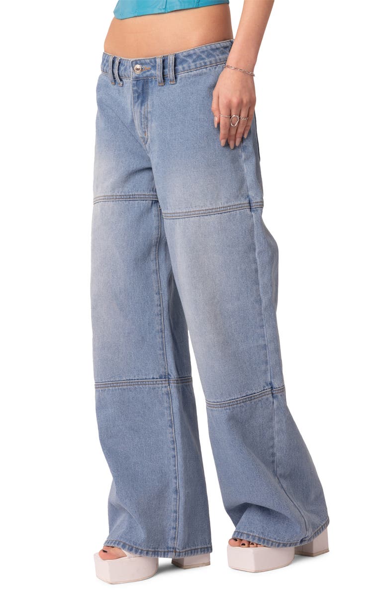EDIKTED Seams to B Low Rise Wide Leg Jeans, Alternate, color, 