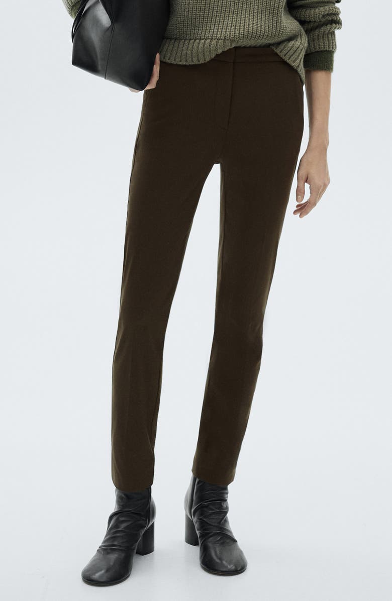 MANGO Crop Skinny Pants, Alternate, color, Khaki